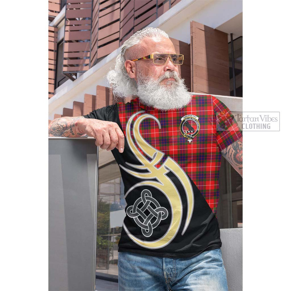 Tartan Vibes Clothing Abernethy Tartan Cotton T-shirt with Family Crest and Celtic Symbol Style