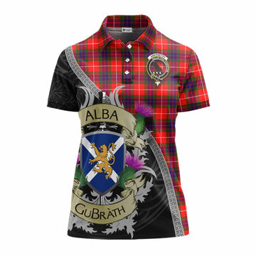 Abernethy Tartan Family Crest Women's Polo Shirt Lion Rampant Royal Thistle Shield Celtic Inspired Women - Tartan Vibes Clothing