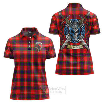 Abernethy Tartan Women's Polo Shirt with Family Crest Celtic Skull Style Women - Tartan Vibes Clothing