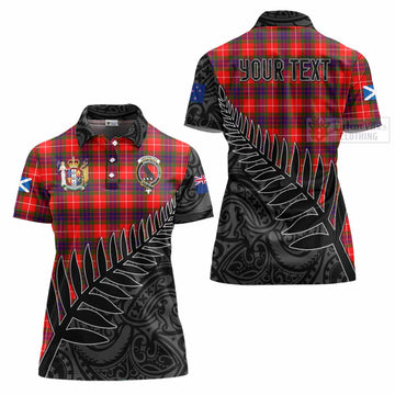 Abernethy Crest Tartan Women's Polo Shirt with New Zealand Silver Fern Half Style