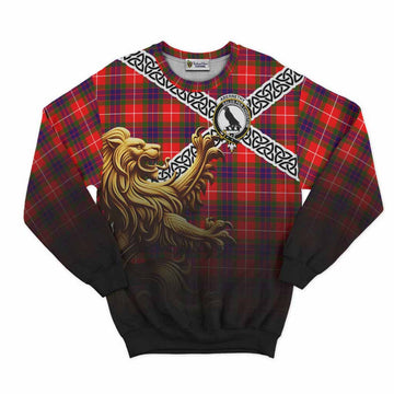 Abernethy Crest Tartan Sweatshirt with Golden Lion Emblem Celtic Style Unisex - Tartan Vibes Clothing