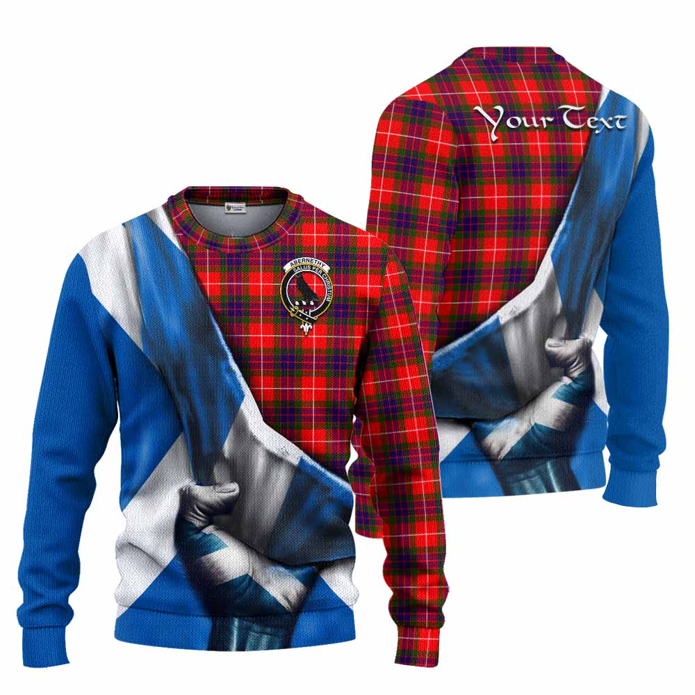 Tartan Vibes Clothing Abernethy Tartan Knitted Sweater with Family Crest Scotland Patriotic Style