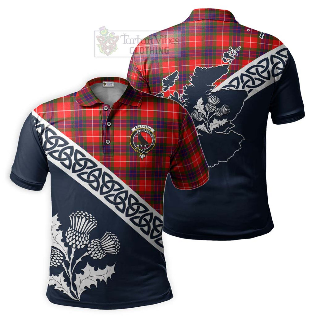 Abernethy Tartan Polo Shirt Featuring Thistle and Scotland Map Kid - Tartanvibesclothing Store
