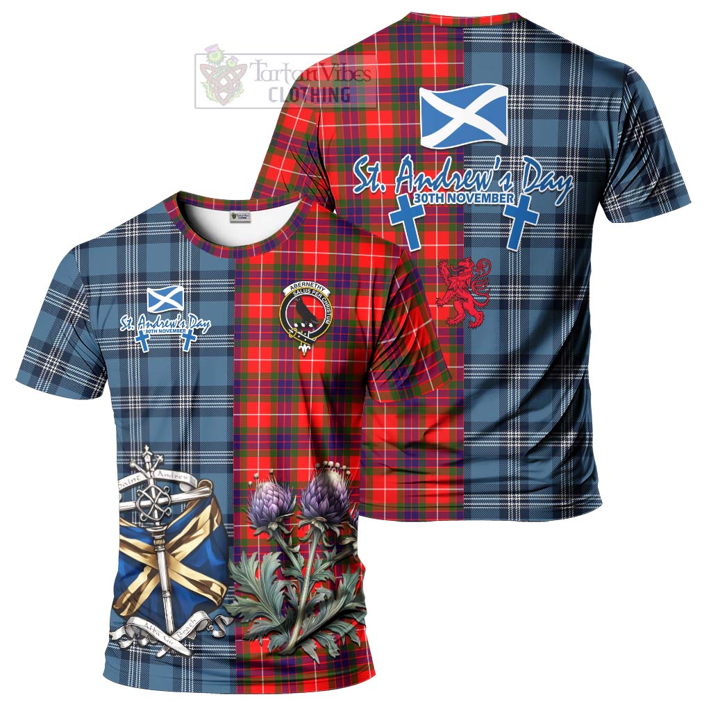 Tartan Vibes Clothing Abernethy Tartan T-Shirt Happy St. Andrew's Day Half Tartan Style