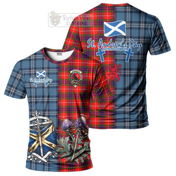 Abernethy Tartan T-Shirt Happy St. Andrew's Day Half Tartan Style