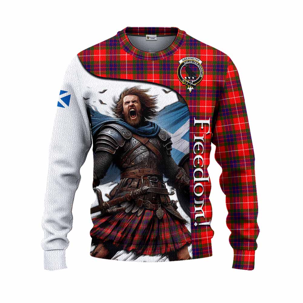 Tartan Vibes Clothing Abernethy Crest Tartan Knitted Sweater Inspired by the Freedom of Scottish Warrior