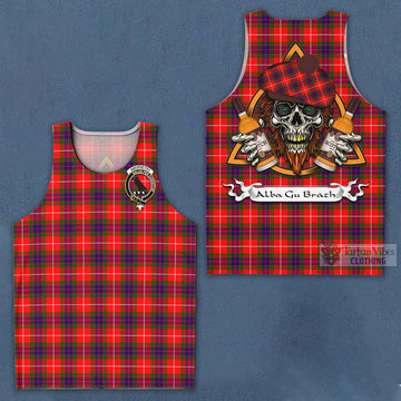 Abernethy Tartan Men's Tank Top with Family Crest and Bearded Skull Holding Bottles of Whiskey Men - Tartan Vibes Clothing