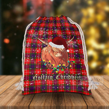 Abernethy Tartan Christmas Santa's Bag with Highland Cow