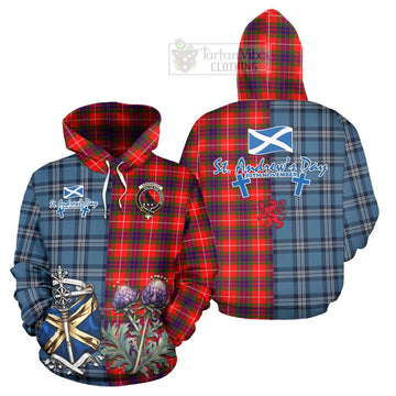 Abernethy Tartan Hoodie Happy St. Andrew's Day Half Tartan Style Zip Hoodie - Tartan Vibes Clothing