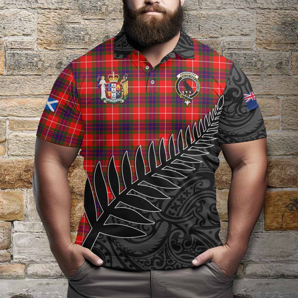 Abernethy Crest Tartan Polo Shirt with New Zealand Silver Fern Half Style