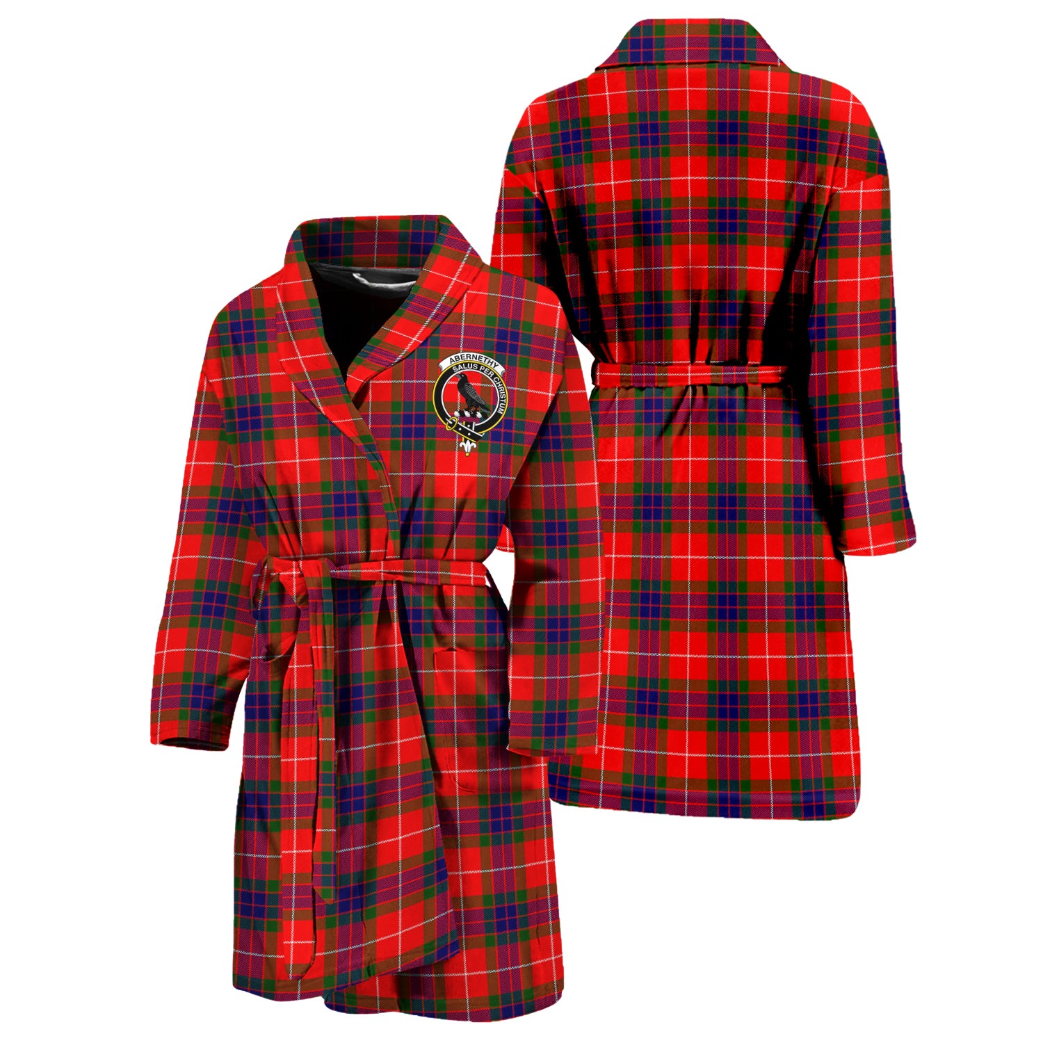 Abernethy Tartan Bathrobe with Family Crest Unisex S - Tartan Vibes Clothing