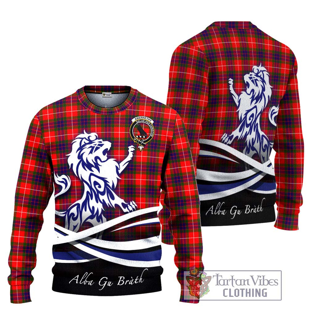 Abernethy Tartan Knitted Sweater with Alba Gu Brath Regal Lion Emblem Unisex - Tartanvibesclothing Shop