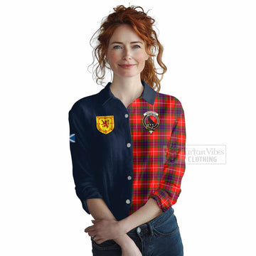Abernethy Tartan Women's Casual Shirt Alba with Scottish Lion Royal Arm Half Style Female - Tartan Vibes Clothing