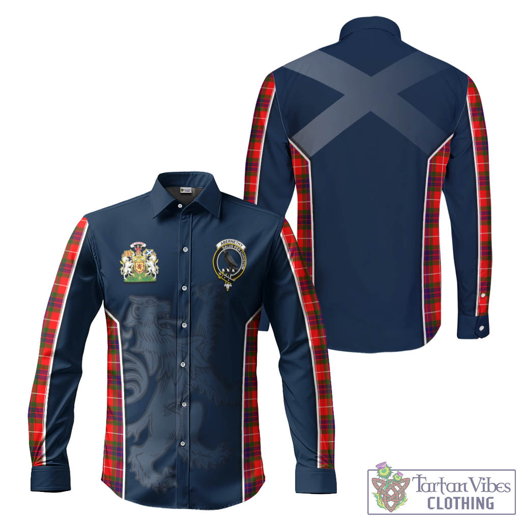 Tartan Vibes Clothing Abernethy Tartan Long Sleeve Button Up Shirt with Family Crest and Lion Rampant Vibes Sport Style