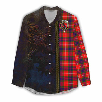 Abernethy Tartan Family Crest Women's Casual Shirt Alba Gu Brath Be Brave Lion Ancient Style Female - Tartan Vibes Clothing