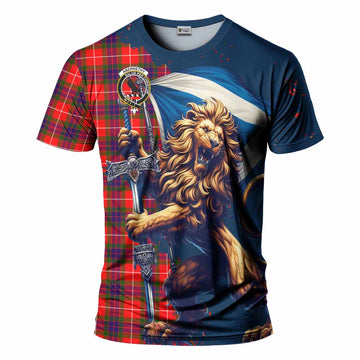 Abernethy Tartan Family Crest T-Shirt with Scottish Majestic Lion