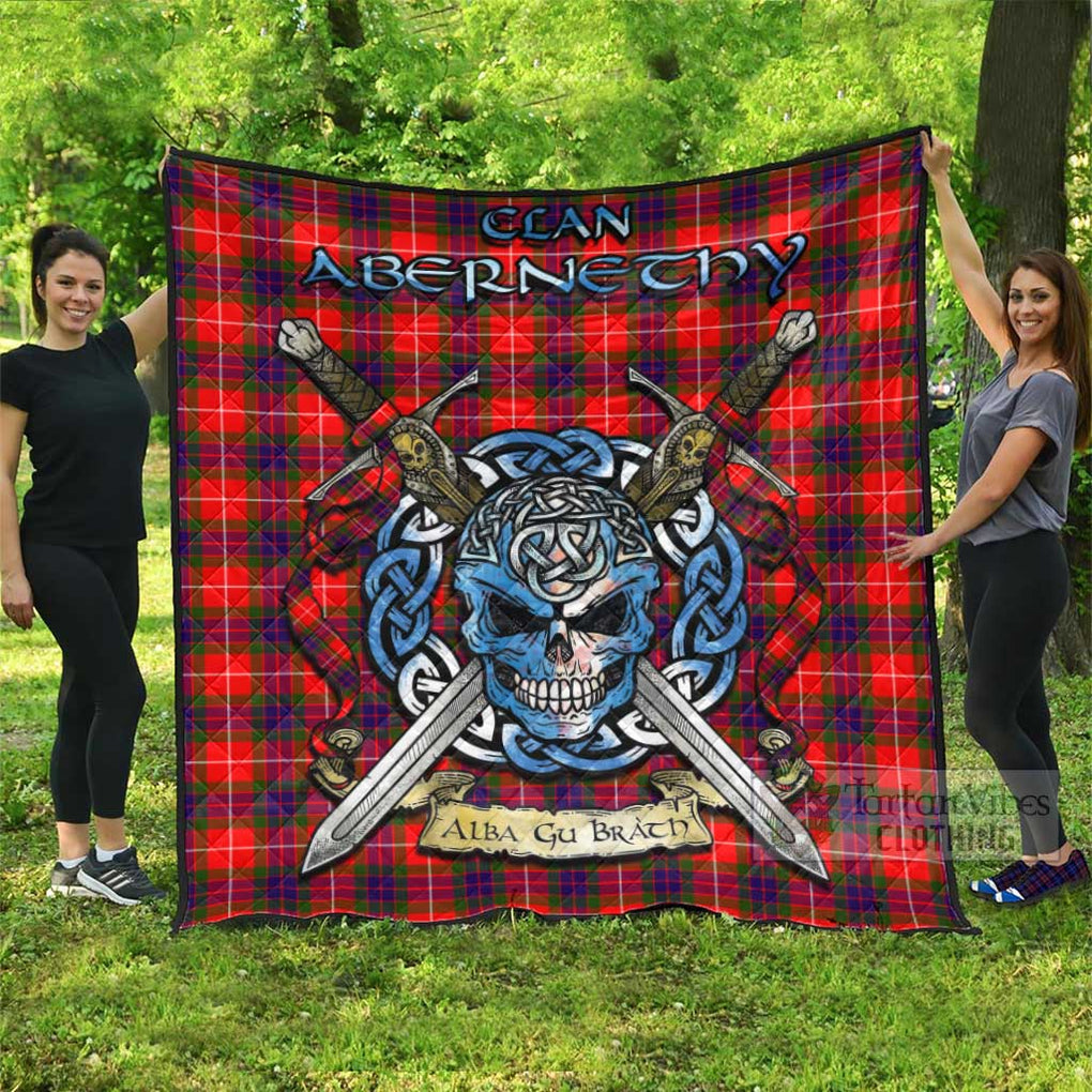 Tartan Vibes Clothing Abernethy Tartan Quilt with Celtic Skull Alba Gu Brath Style