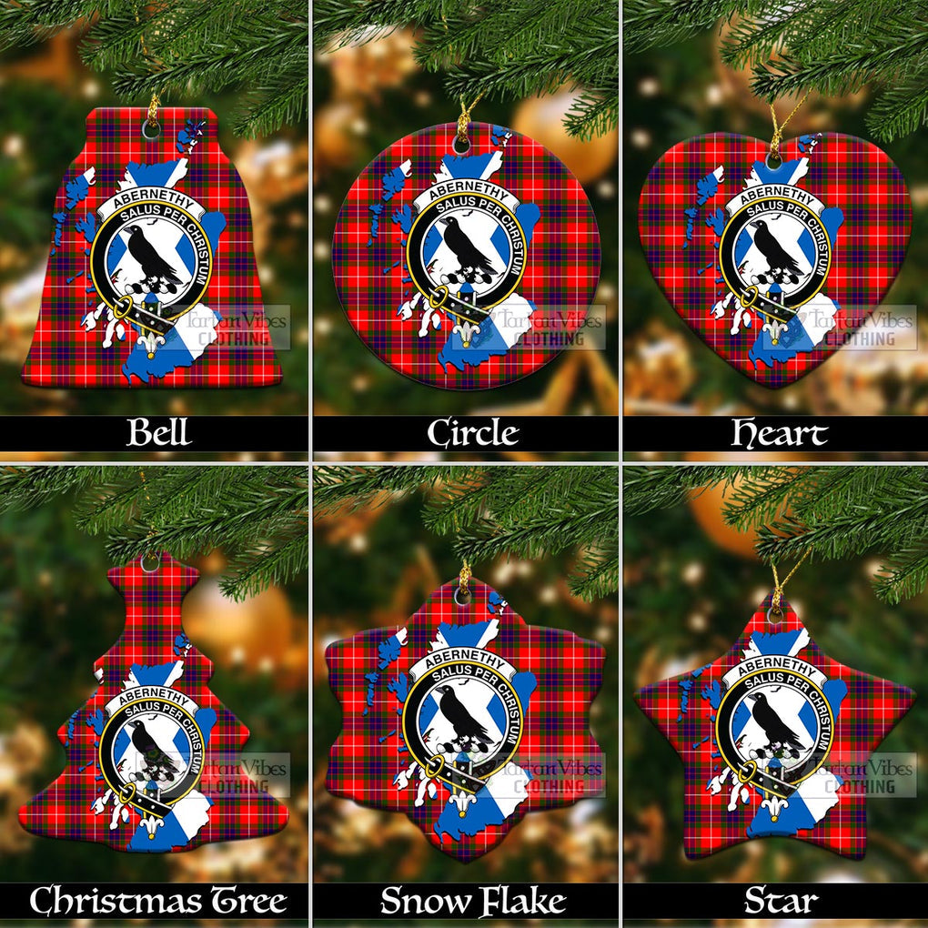 Tartan Vibes Clothing Abernethy Tartan Christmas Ornament with Family Crest and Scotland Map