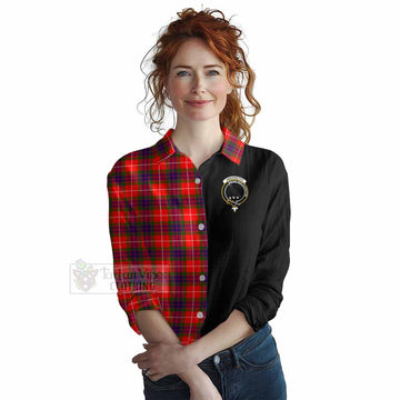Abernethy Tartan Women's Casual Shirt with Family Crest and Half Of Me Style Female - Tartan Vibes Clothing