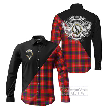 Abernethy Tartan Long Sleeve Button Shirt with Family Crest and Military Logo Style