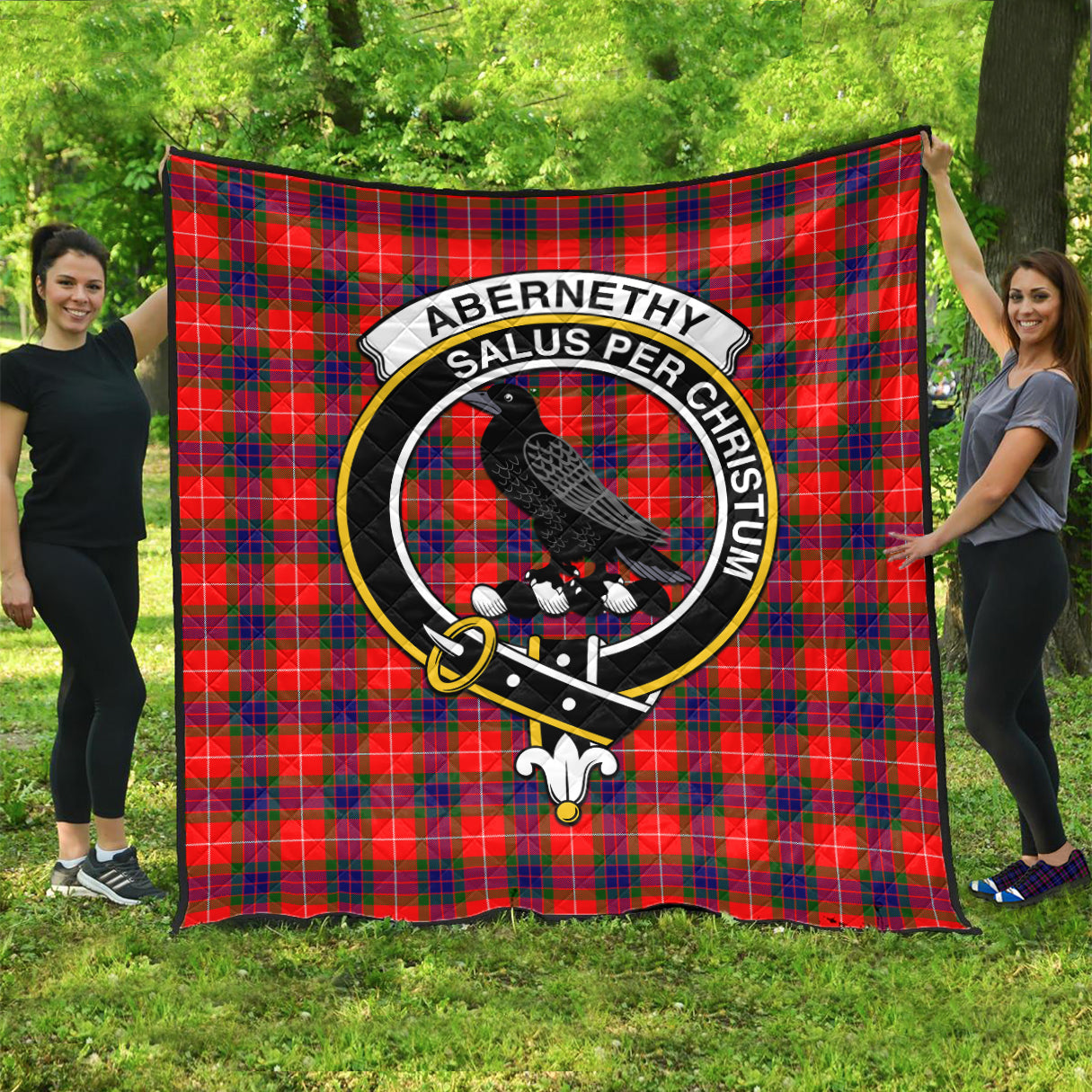 Abernethy Tartan Quilt with Family Crest