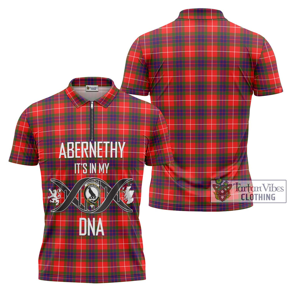 Abernethy Tartan Zipper Polo Shirt with Family Crest DNA In Me Style Unisex - Tartanvibesclothing Shop