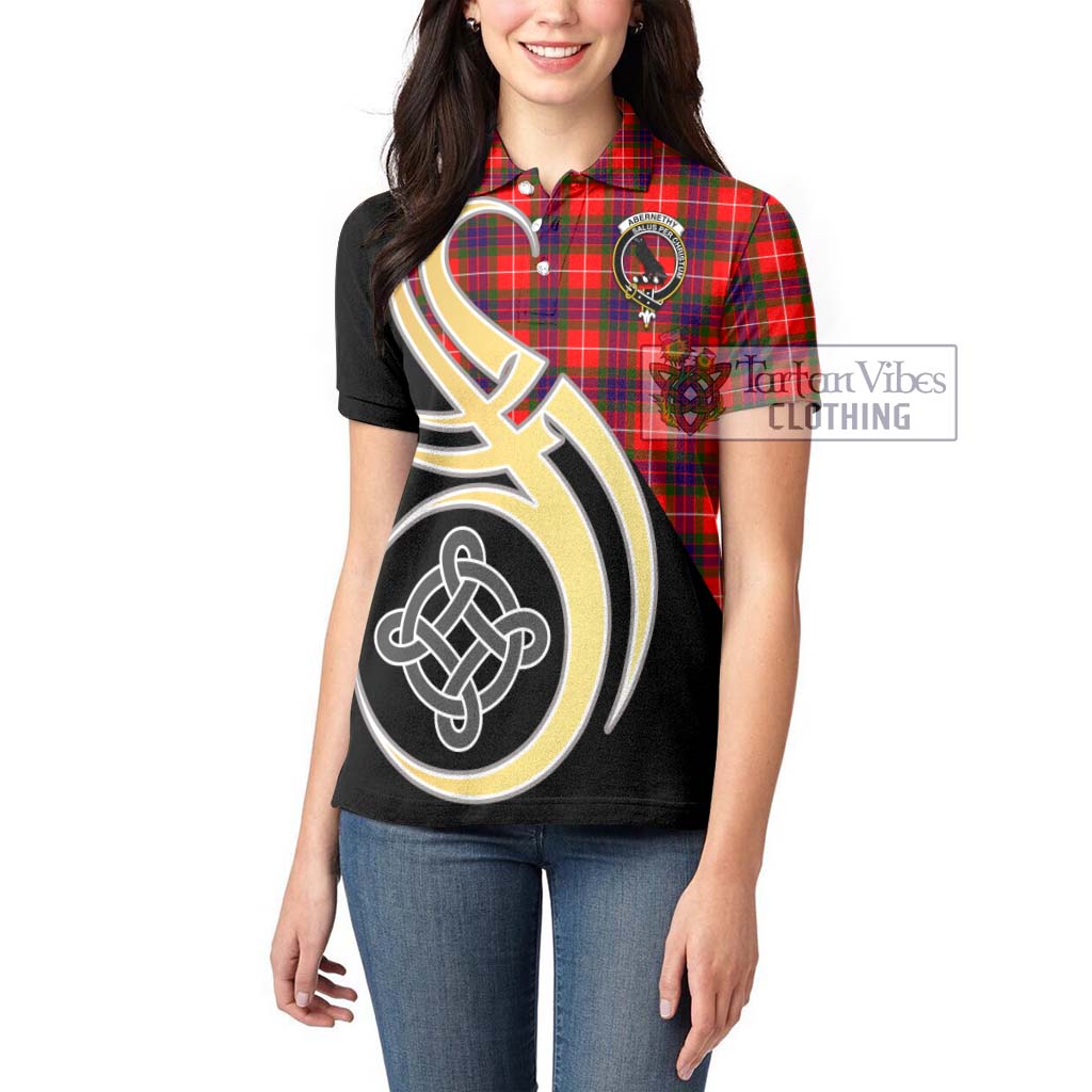 Abernethy Tartan Women's Polo Shirt with Family Crest and Celtic Symbol Style Women - Tartan Vibes Clothing