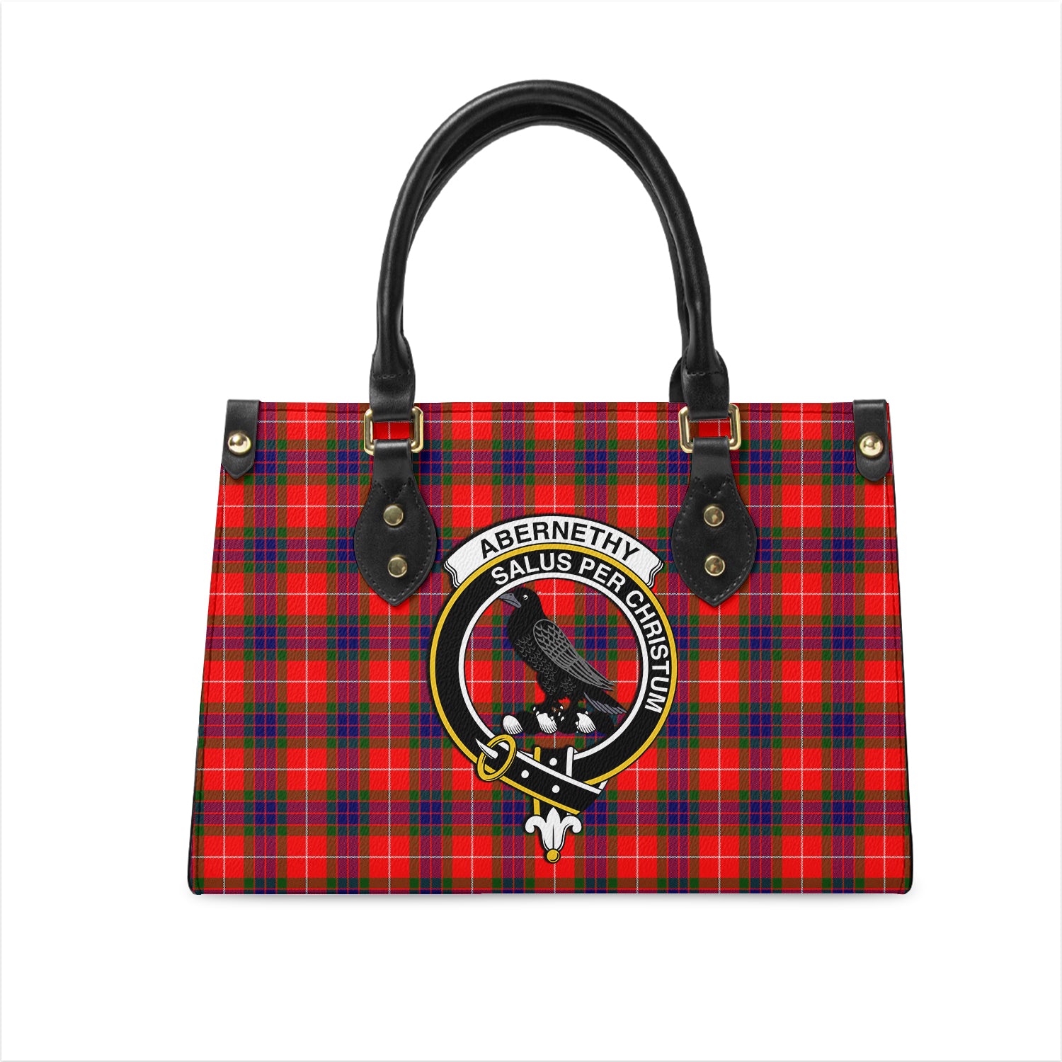 Abernethy Tartan Leather Bag with Family Crest One Size 29*11*20 cm - Tartanvibesclothing