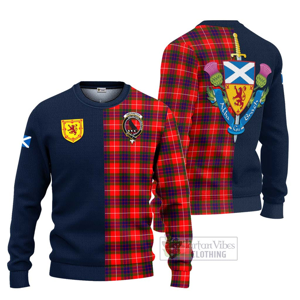 Abernethy Tartan Ugly Sweater Alba with Scottish Lion Royal Arm Half Style Unisex - Tartan Vibes Clothing