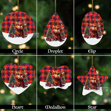 Abernethy Tartan Christmas Aluminium Ornament with Adorable Highland Coo