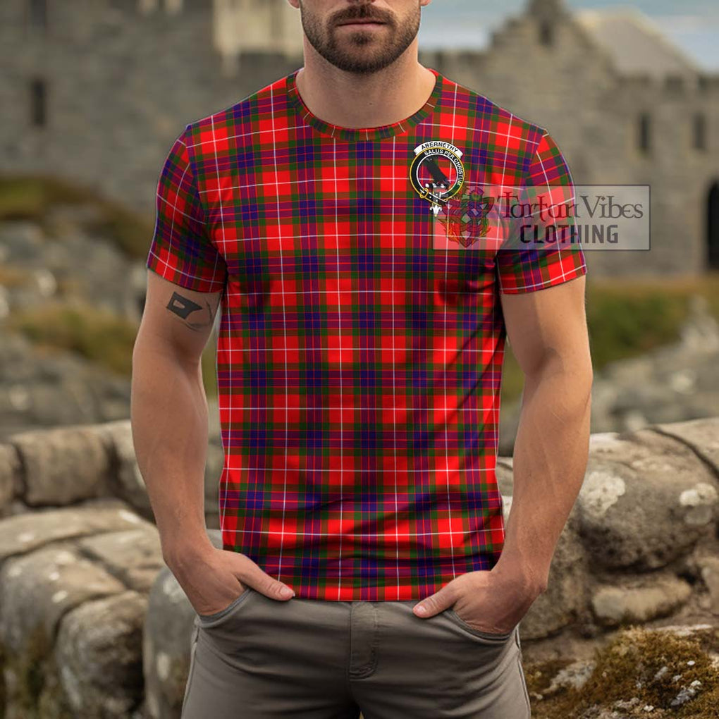 Abernethy Tartan Cotton T-Shirt with Family Crest Men's Shirt - Tartanvibesclothing Shop