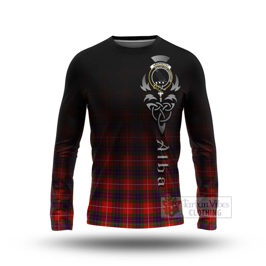 Tartan Vibes Clothing Abernethy Tartan Long Sleeve T-Shirt Featuring Alba Gu Brath Family Crest Celtic Inspired