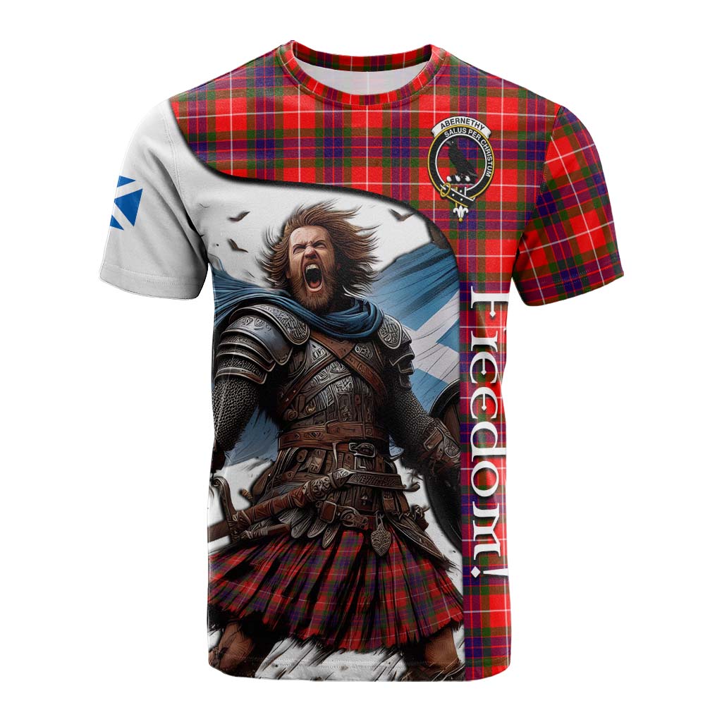 Tartan Vibes Clothing Abernethy Crest Tartan Cotton T-shirt Inspired by the Freedom of Scottish Warrior