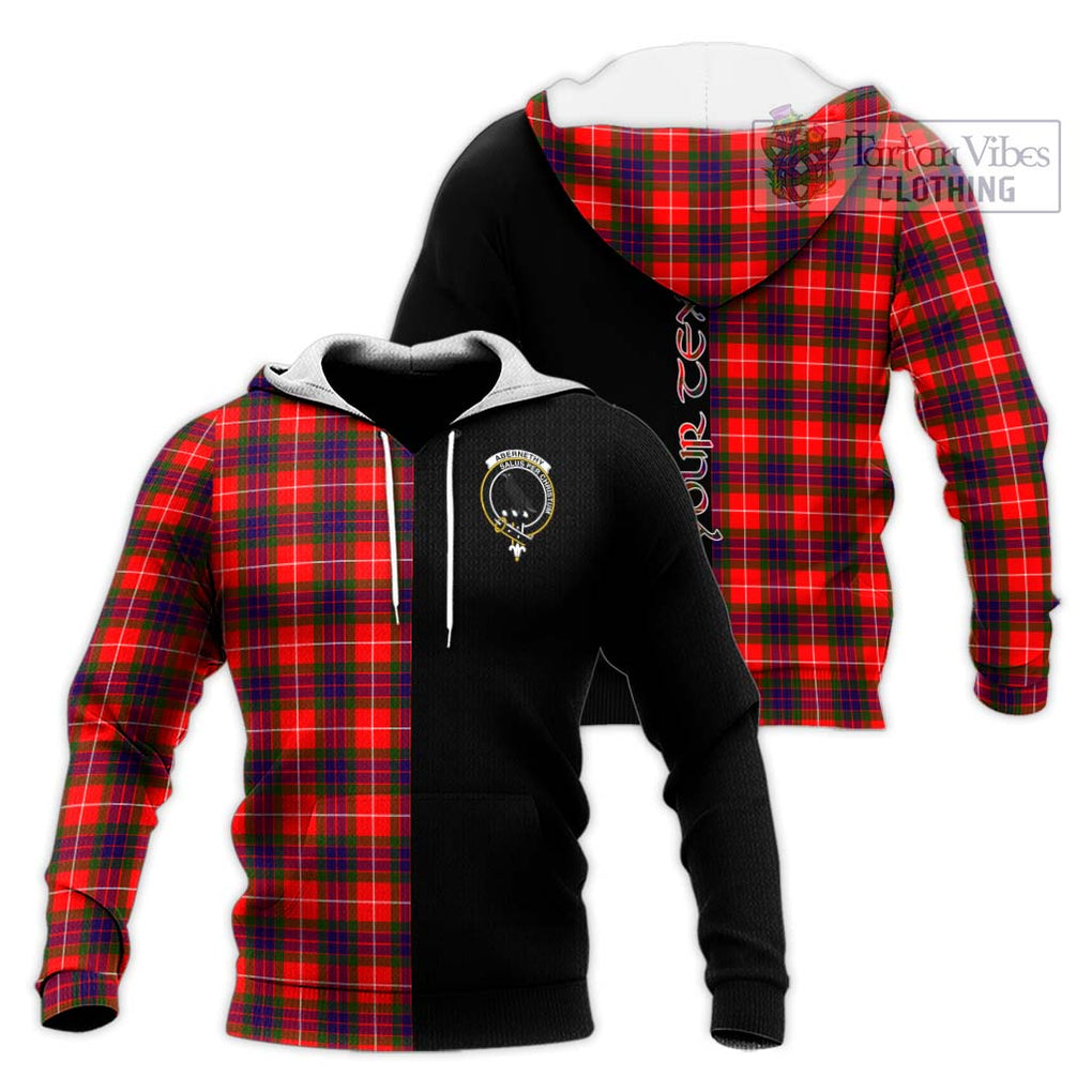 Abernethy Tartan Knitted Hoodie with Family Crest and Half Of Me Style Unisex Knitted Pullover Hoodie - Tartanvibesclothing Shop