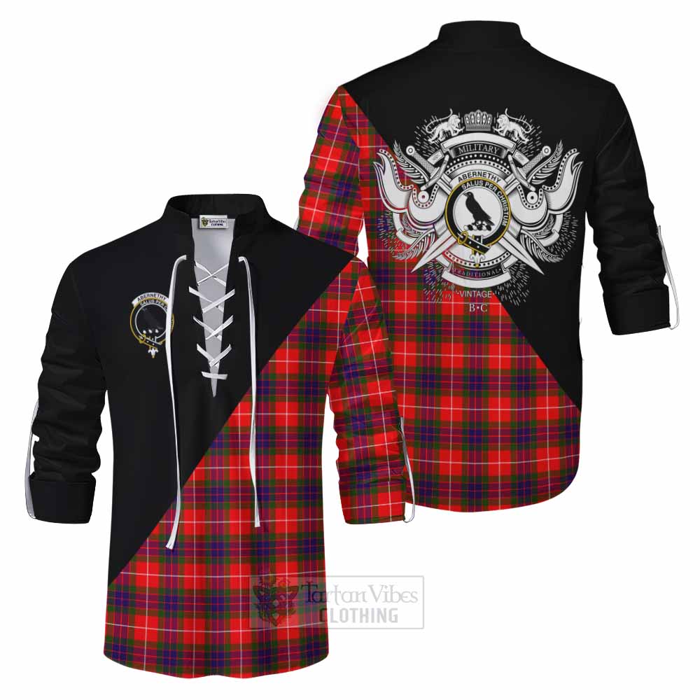 Tartan Vibes Clothing Abernethy Tartan Ghillie Kilt Shirt with Family Crest and Military Logo Style