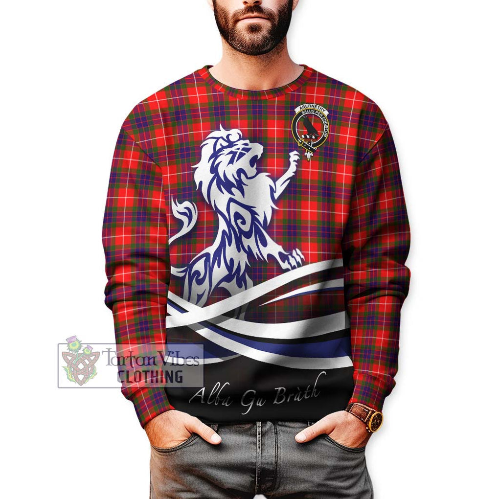 Abernethy Tartan Sweatshirt with Alba Gu Brath Regal Lion Emblem Unisex - Tartan Vibes Clothing