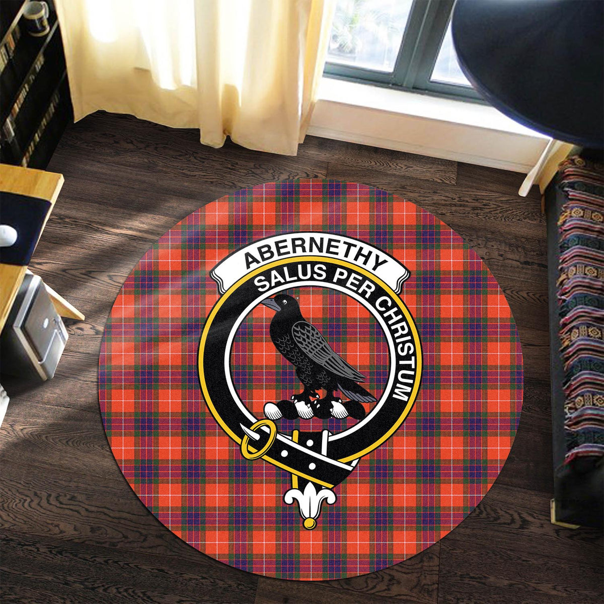 Abernethy Tartan Round Rug with Family Crest Premium Round Rug - Tartan Vibes Clothing