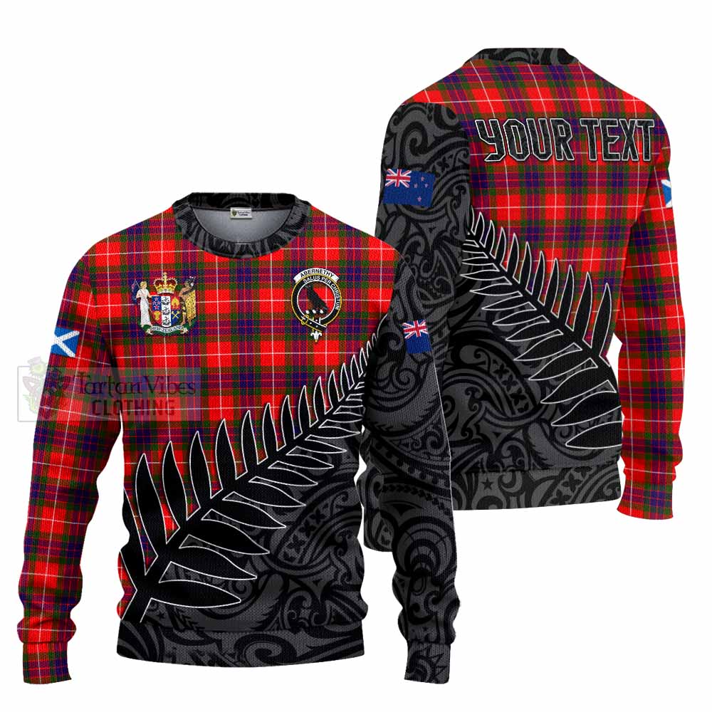 Tartan Vibes Clothing Abernethy Crest Tartan Knitted Sweater with New Zealand Silver Fern Half Style