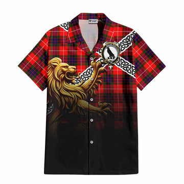 Abernethy Crest Tartan Hawaiian Shirt with Golden Lion Emblem Celtic Style Kid - Tartan Vibes Clothing