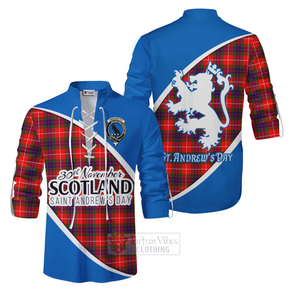 Tartan Vibes Clothing Abernethy Family Crest Tartan Ghillie Kilt Shirt Celebrate Saint Andrew's Day in Style