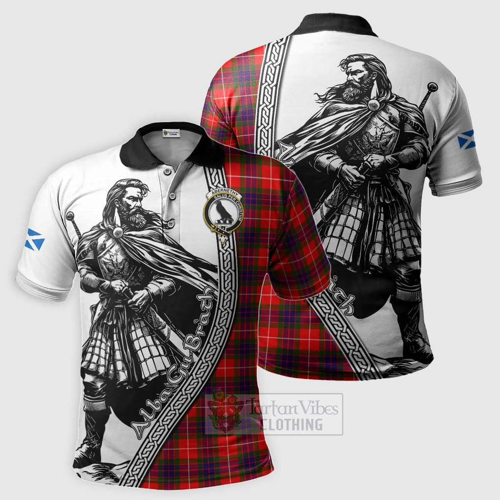 Tartan Vibes Clothing Abernethy Tartan Clan Crest Polo Shirt with Highlander Warrior Celtic Style