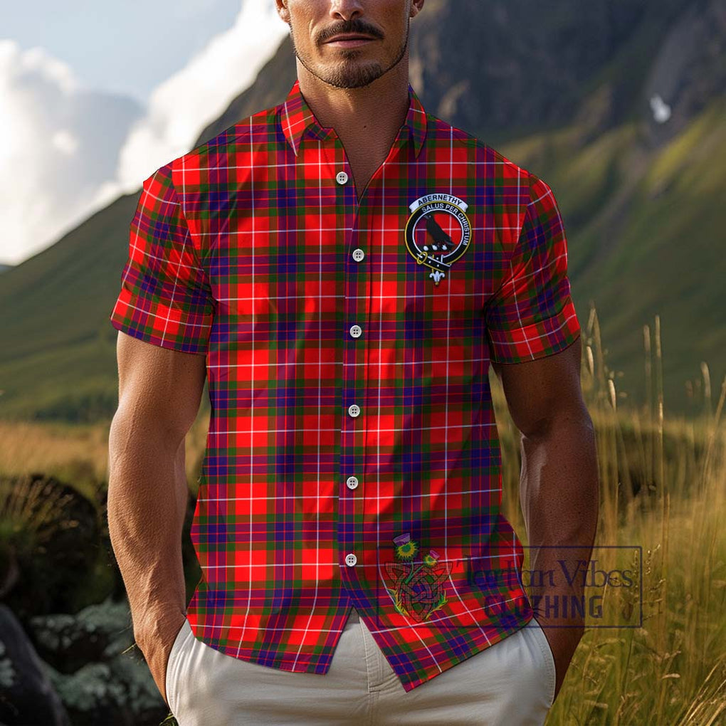 Abernethy Tartan Cotton Hawaiian Shirt with Family Crest Adult - Tartan Vibes Clothing