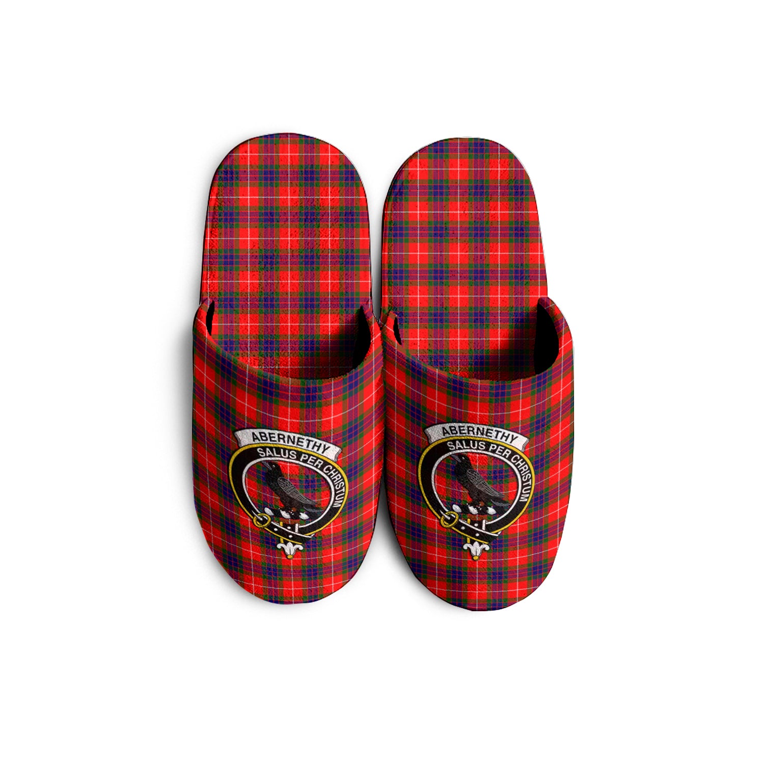 Abernethy Tartan Home Slippers with Family Crest - Tartanvibesclothing