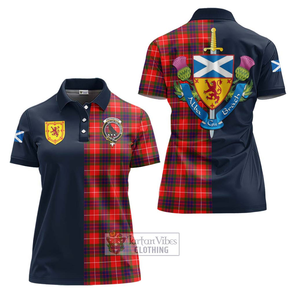 Tartan Vibes Clothing Abernethy Tartan Women's Polo Shirt with Scottish Lion Royal Arm Half Style