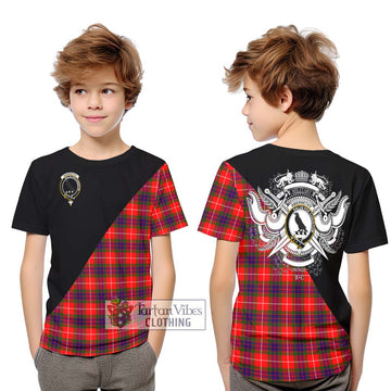 Abernethy Tartan Kid T-Shirt with Family Crest and Military Logo Style