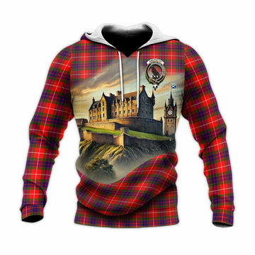 Abernethy Tartan Family Crest Knitted Hoodie with Scottish Ancient Castle Style Unisex Knitted Pullover Hoodie - Tartan Vibes Clothing