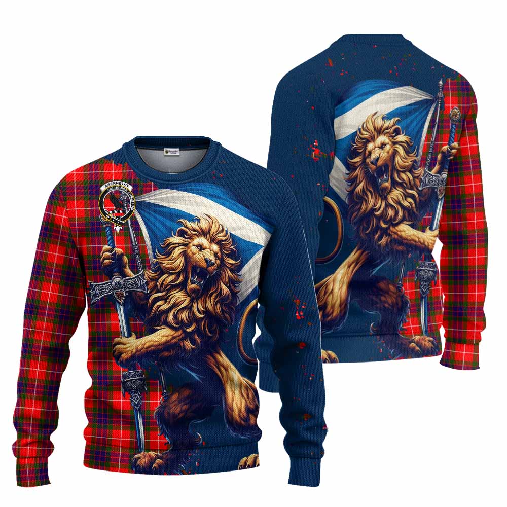 Tartan Vibes Clothing Abernethy Tartan Family Crest Knitted Sweater with Scottish Majestic Lion