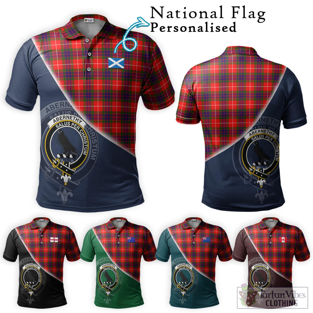 Abernethy Tartan Polo Shirt with Personalised National Flag and Family Crest Half Style Maroon - Tartanvibesclothing Shop