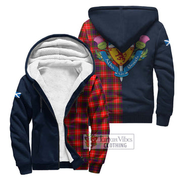 Abernethy Tartan Sherpa Hoodie Alba with Scottish Lion Royal Arm Half Style Unisex S - Tartan Vibes Clothing