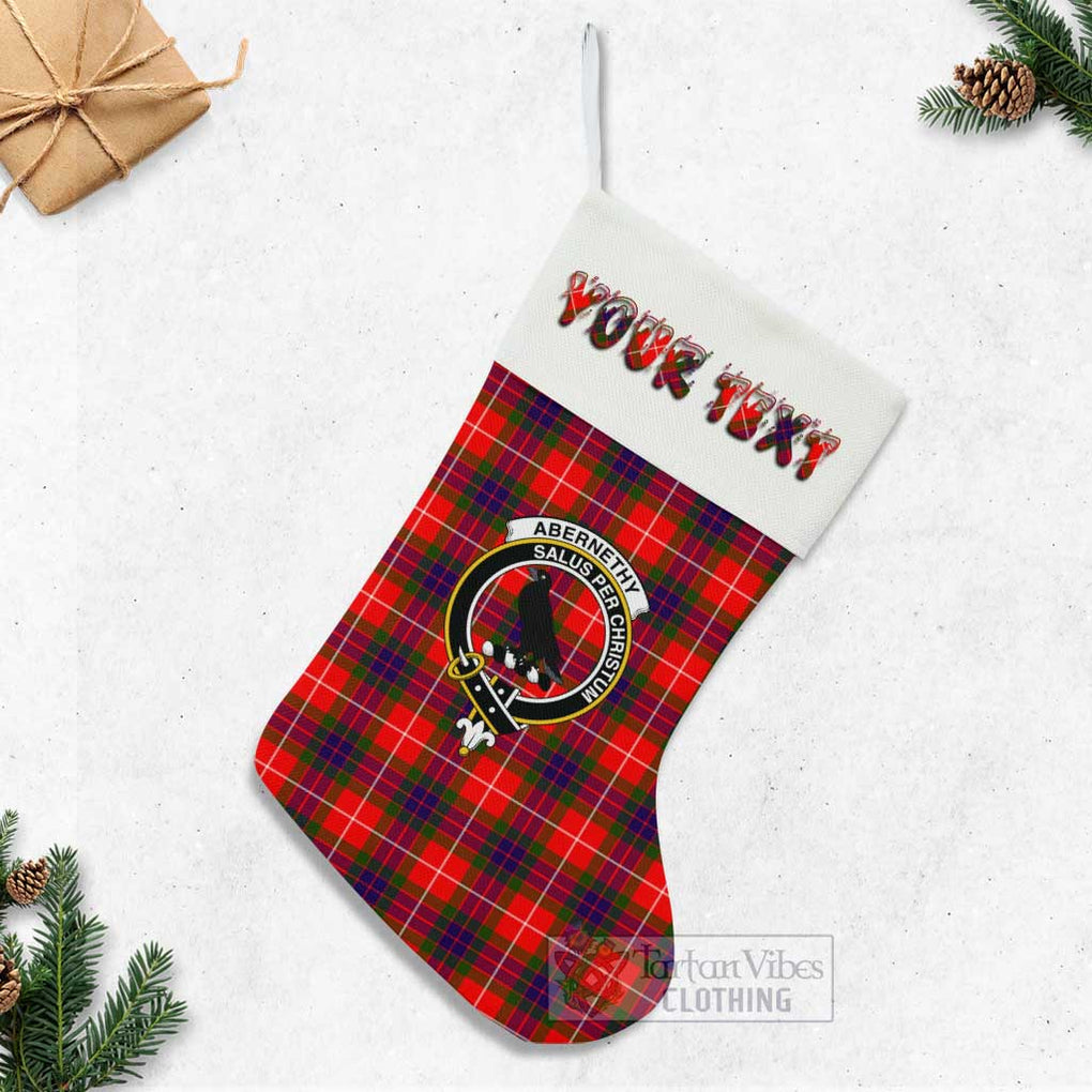 Tartan Vibes Clothing Abernethy Tartan Family Crest Christmas Stocking with Personalized Text